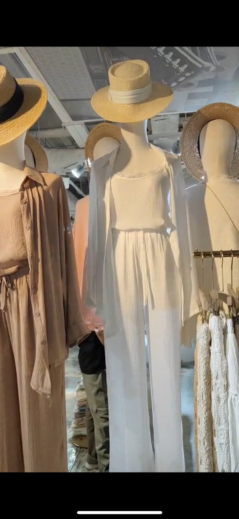 Summer Casual Three Piece Co-Ord Sets of Shirts Camisole and Trousers